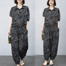 批发2026绝美夏装两件套夏日<b class='q'>套装</b>显瘦休闲<b class='q'>哈伦裤</b>大码女装两件套