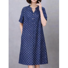 批发气质波点<b class='q'>连衣裙</b>女夏季妈妈装2026新款纯棉宽松大码高端女士裙子