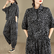 批发实拍有货 2026夏新款两件套纯棉时尚套装显瘦休闲<b class='q'>哈伦裤</b>大码女装