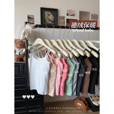 批发实价实拍 秋<b class='q'>冬</b>韩版纯色磨毛加厚保暖带胸垫无袖背心修身显瘦打底