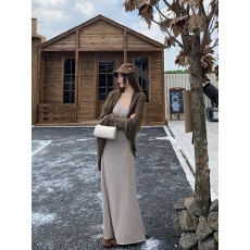 批发实价实拍复古慵懒中长款毛衣外套女秋季软糯宽松针织开衫长袖上衣