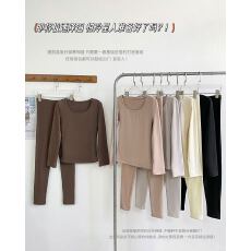 批发实价实拍冬10A抗菌秋衣秋裤保暖套装新款带胸垫基础坑条磨毛发热