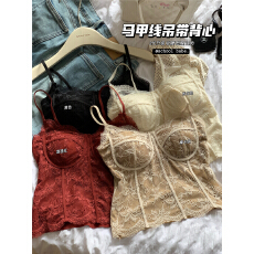 批发实价实拍秋冬法式蕾丝纯欲吊带美背一体杯免穿<b class='q'>文胸</b><b class='q'>背心</b>女修身显瘦