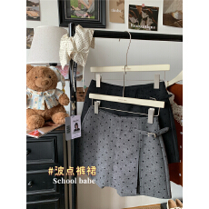 批发实价实拍气质通勤<b class='q'>复古</b>毛呢波点短裤秋冬装高腰显瘦a字包臀短裙裤