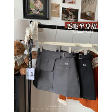 批发实价实拍 黑色洋气设计感<b class='q'>高腰</b>a字百搭显瘦打底包臀半身<b class='q'>短裙</b>女秋冬