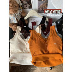 批发实价实拍 V领蕾丝磨毛吊带<b class='q'>背心</b><b class='q'>秋</b>冬带胸垫修身内搭打底外穿上衣