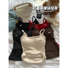 批发实价实拍 双面磨毛绒带胸垫内搭纯欲打底吊带背心女保暖内衣上衣