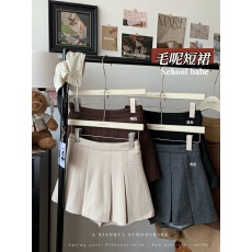批发实价实拍毛呢半身<b class='q'>裙裤</b><b class='q'>女</b>秋冬韩版休闲气质百搭加厚高腰阔腿短裤