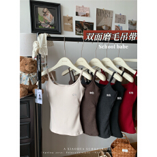 批发实价实拍 双面磨毛绒带胸垫内搭纯欲打底吊带背心女保暖内衣<b class='q'>上衣</b>