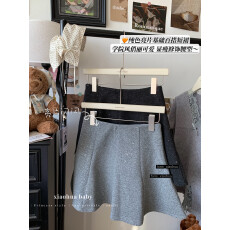 批发实价实拍韩系百褶毛呢半身裙百搭蓬蓬梨型身材<b class='q'>高腰</b>显瘦遮胯短裙