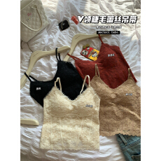 批发实价实拍法式蕾丝睫毛吊带背心女爆款带胸垫修身内搭外穿打底