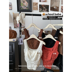 批发实价实拍法式蕾丝镂空吊带背心女带胸垫内搭外穿设计感无袖上衣