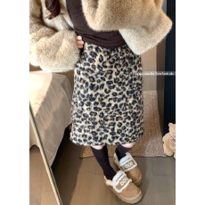 批发实价实拍设计感豹纹羊羔毛高腰半身裙女装秋冬修身显瘦直筒裙<b class='q'>中裙</b>