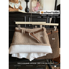 批发实价实拍辣妹风纯色毛绒高腰<b class='q'>半身裙</b>女秋冬百搭小众显瘦包臀<b class='q'>裙</b>短<b class='q'>裙</b>