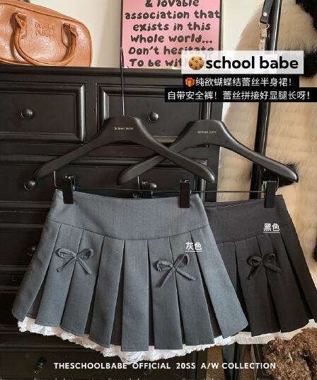 정가 실사 디자인 센스 플리츠 스커트 여성 회색 레이스 레이스 패치워크 작은 대중 핫걸 한 마디 미니 스커트 반신 스커트