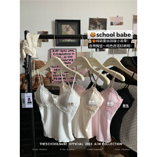 批发实价<b class='q'>实拍</b>蕾丝拼接V领吊带背心内搭外穿带胸垫百搭气质美背上衣