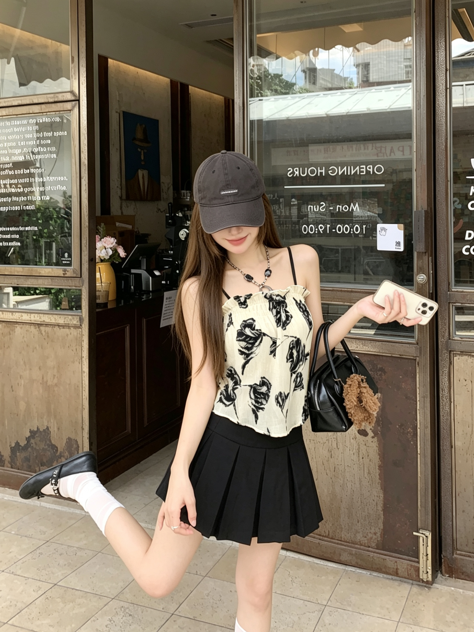정가 실사 레트로 장미 헤일로 염색 캐미솔 표지 배 치마 인형 셔츠 민소매 오프숄더 작은 맨위
