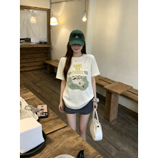 实价实拍私服印花tee 圆领正肩超柔软春意盎然短袖T恤新品