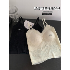 批发实价实拍法式轻奢蕾丝吊带背心美背自带胸垫内衣纯欲<b class='q'>百搭</b>白色内搭
