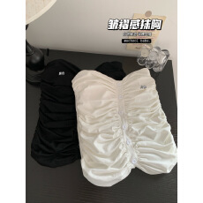 批发实价实拍复古修身辣妹褶皱抹胸<b class='q'>吊带</b><b class='q'>背心</b>女设计感小众外穿裹胸上衣