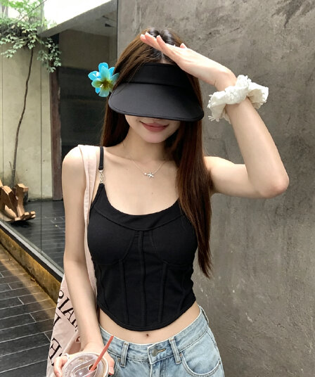 실사 정가 여름 개성 디자인 섹시함 핫걸 몸매 가꾸기 쇼트 스타일 외출용 캐미솔