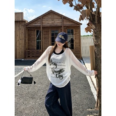 批发实价实拍<b class='q'>长袖</b>防晒T恤女夏季韩版时尚个性印花百搭显瘦宽松上衣