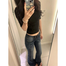 批发复古宽松不贴腿显腿细遮肉微喇裤女秋季洋气时尚穿搭高个子休闲裤