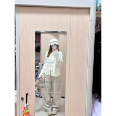 批发大码美式豹纹高腰阔腿休闲牛仔裤女秋冬<b class='q'>新款</b>高个子通勤显瘦直筒裤