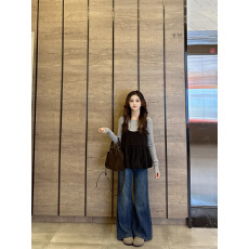 设计感高腰不贴腿喇叭牛仔裤女2025秋冬季新款百搭遮肉显瘦阔腿裤