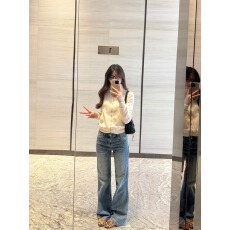 批发微胖mm复古宽松休闲显瘦磨白牛仔裤女秋冬款高腰设计感百搭直筒裤