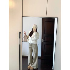 高个子保暖休闲卡其色阔腿加厚牛仔裤女秋冬2025新款廓形拖地长裤