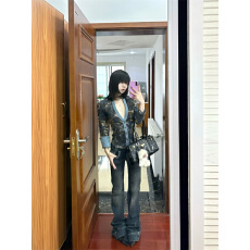 批发低腰<b class='q'>牛仔裤</b>女秋冬新款美式y2k辣妹高街设计感百搭显瘦微喇马蹄裤