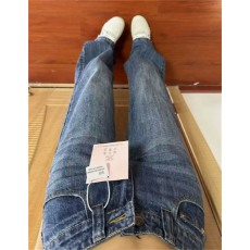 批发后口袋设计<b class='q'>牛仔裤</b>女秋冬美式大码低腰胖mm梨形宽松直筒阔腿拖地裤