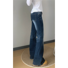 批发低腰微喇<b class='q'>牛仔裤</b>女<b class='q'>弹力</b>复古修身显瘦高个子拖地裤