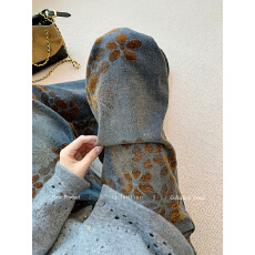 美式复古做旧印花弯刀牛仔裤女秋冬季2025新款高腰宽松阔腿镰刀裤