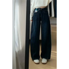 批发美式复古字母刺绣弯刀<b class='q'>牛仔裤</b><b class='q'>男</b>女款春秋宽松休闲潮牌解构阔腿长裤