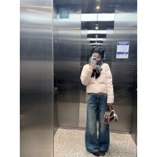 韩版低腰微喇设计感牛仔裤女2026春季蓝色通勤不贴腿百搭阔腿裤子