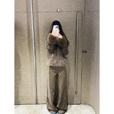 批发碎花遮肉牛仔裤女高级春季可可棕爆款直筒设计感慵懒风阔腿裤