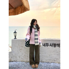 批发美拉德复古碎花牛仔裤女春季新款百搭高腰宽松显瘦洋气阔腿长裤