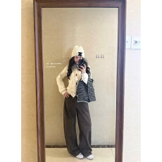 美拉德可可色牛仔裤新款高个子宽松显瘦遮肉垂感百搭拖地裤