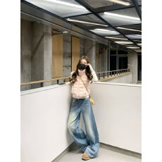 高腰百搭韩版阔腿牛仔裤女2026蓝色高个子水洗直筒通勤潮流拖地裤