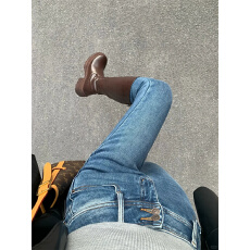 批发<b class='q'>牛仔裤</b>爆款时尚潮流复古小脚裤高腰百搭保暖弹力九分铅笔裤