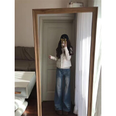 批发大码胖MM水洗磨白高腰<b class='q'>牛仔裤</b>2026新款超好看高街宽松阔腿<b class='q'>裤</b>