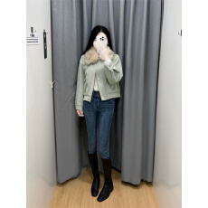 批发加绒牛仔裤爆款双扣设计紧身显瘦百搭直筒<b class='q'>弹力</b>小脚铅笔靴裤