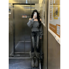 批发美式复古黑色加绒铅笔牛仔裤女高腰加厚保暖<b class='q'>弹力</b>配靴子<b class='q'>小脚裤</b>