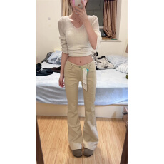 批发低腰微喇百搭卡其牛仔<b class='q'>裤</b>女冬<b class='q'>韩版</b>小个子加绒遮肉直筒搭洋气休闲<b class='q'>裤</b>