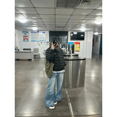 磨白水洗牛仔裤女新款美式折痕设计阔腿大码胖mm拖地宽松直筒长裤