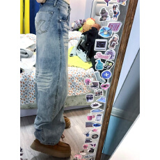 美式复古弯刀牛仔裤女2026新款低腰宽松直筒阔腿拖地镰刀裤子