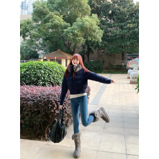 批发复古加绒加厚铅笔<b class='q'>牛仔裤</b>女冬季2026新款修身紧身<b class='q'>弹力</b>配靴子小脚裤