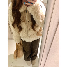 美拉德复古棕色碎花牛仔裤女春季2026新款宽松直筒阔腿拖地裤子